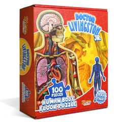 Kid's 100 Piece Human Body Floor Puzzle - 4ft Tall | Dr Livingston's Unique Shaped Science Floor Jigsaw Puzzle