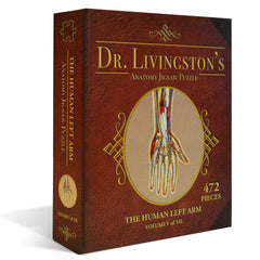 Left Arm Anatomy Jigsaw Puzzle | Dr Livingston's Unique Shaped Science Puzzles, Accurate Medical Illustrations of the Body, Biceps, Elbow, Wrists and Hands