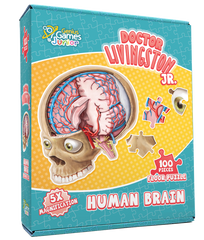 Human Brain Floor Kids Puzzle - Dr. Livingston's Unique Shaped 100 Piece Science Puzzles for Kids